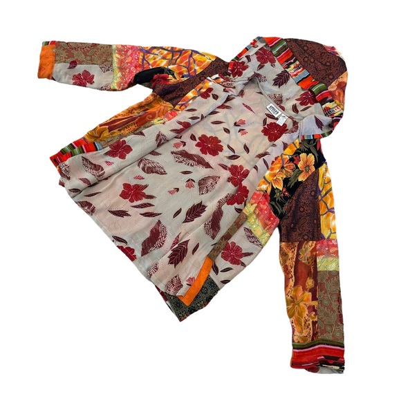 Chico’s Silk Blend Embroidered Patchwork Hooded Jacket - Picture 10 of 13